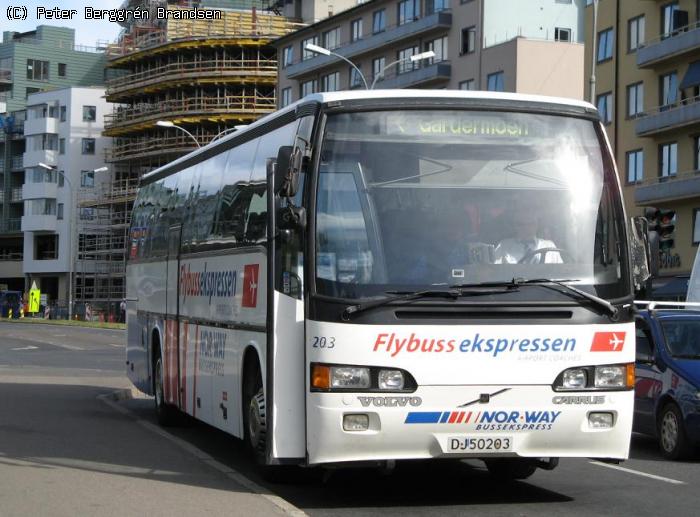 Norgesbuss 203,	Majorstuen - Flybus