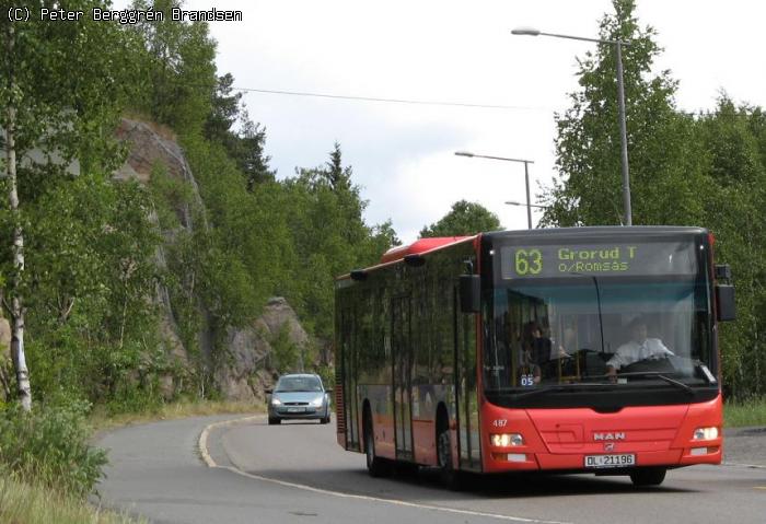 Unibuss 487, Romsåsveien, Grorud - Linie 63